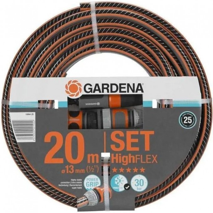 Шланг с комплектом для полива GARDENA HIGHFLEX 13 мм (1/2"), 20 м Set 18064-20.000.00 Шланг с комплектом для полива GARDENA HIGHFLEX 13 мм (1/2"), 20 м Set 18064-20.000.00